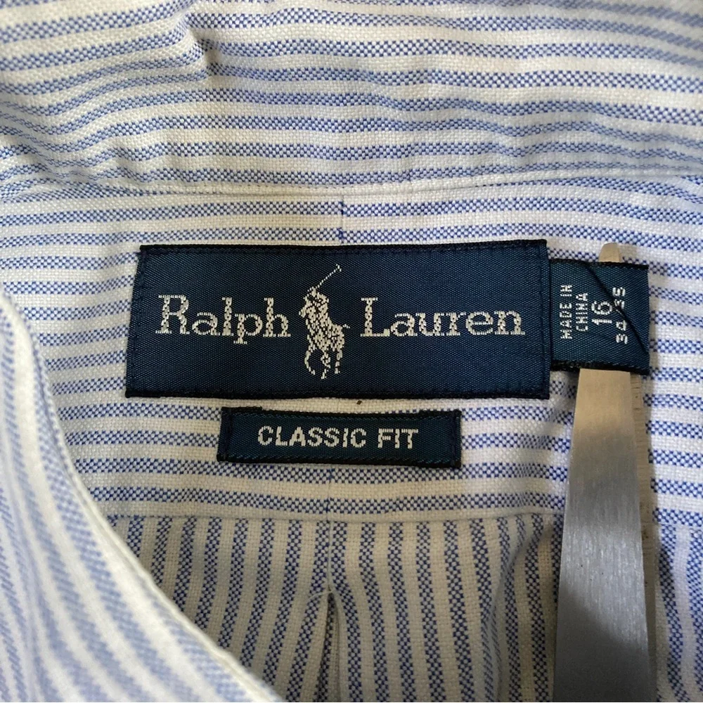 Ralph Lauren Classic Fit Button Down Striped Long Sleeve Shirt Men's Sz 16 34/35 - Picture 6 of 9